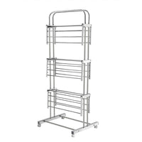 Stainless Steel Clothes Drying Stand – Foldable 3-Layer Rack with Wheels Your Brand