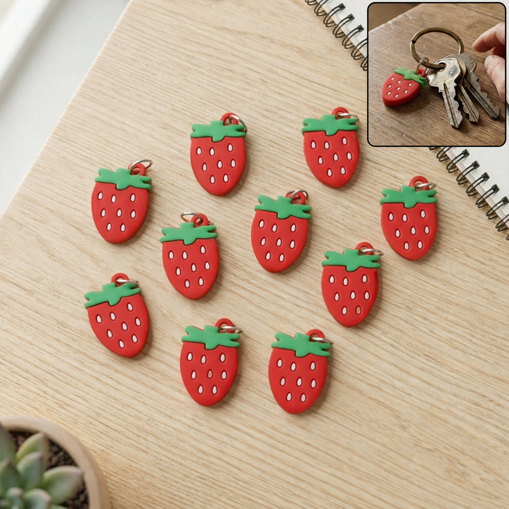 Strawberry Design Bag Charm Keychain Set Portable Travel Essential Organizer