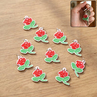 Rose Flower Design Bag Charm Keychain Set Portable Travel Essential Organizer