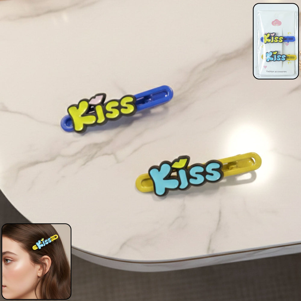 Kiss Text Hair Clip Set Home Organization Storage Solution