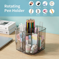 Desk Organizer – 360° Rotating Acrylic Pen Stand for Workspace Your Brand