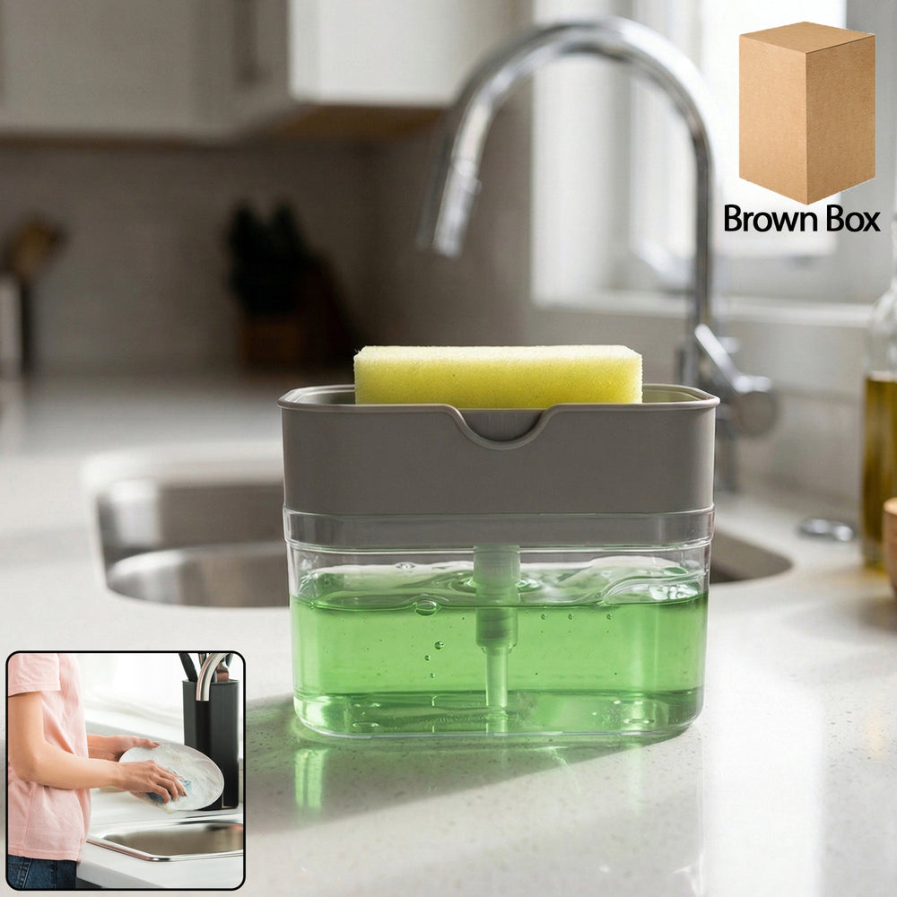 Kitchen Soap Dispenser with Sponge Holder – Organised Dishwashing | VelvetBubbles Your Brand