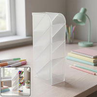 Desk Organizer – 4 Compartments in Clear Plastic for Office Supplies Your Brand