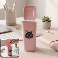 Mini Trash Can Pen Stand – Cute Desk Organizer with Lid Your Brand