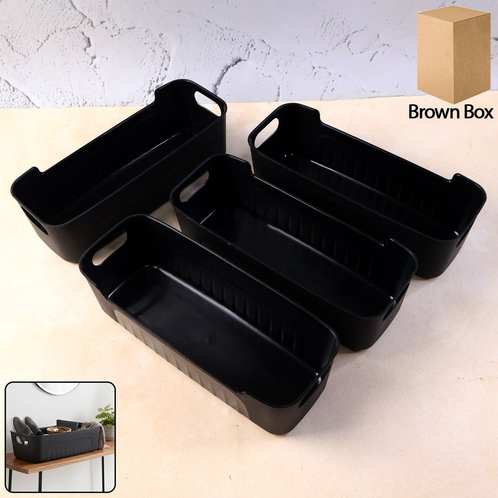 Black Plastic Storage Basket Tray Kitchen Storage Organizer Solution
