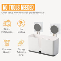 Wall Mounted Toothbrush Holder – 3 Compartments with Adhesive Install Your Brand