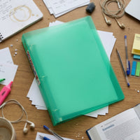 Plastic ring binder folder for office and school use