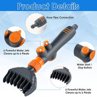 Multi-spray jet nozzle tool connected to garden hose ready for cleaning