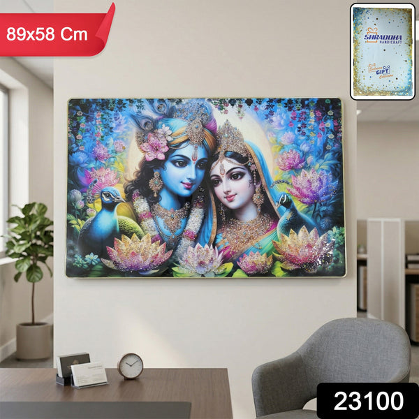 Radha Krishna Wall Frame – Vibrant Spiritual Artwork for Home