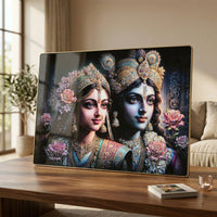 Spiritual wall art frame with Radha Krishna design
