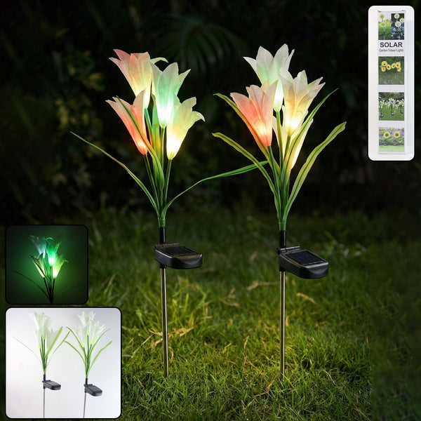 Solar Garden Flower Lights – Set of 2 Vibrant Multicolour LEDs
