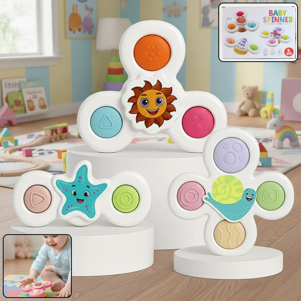 Baby Spinner Toy Set – Sensory Suction Toys for Motor Skills Your Brand