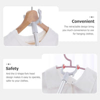 Hanger picker rod for wardrobe and high shelves