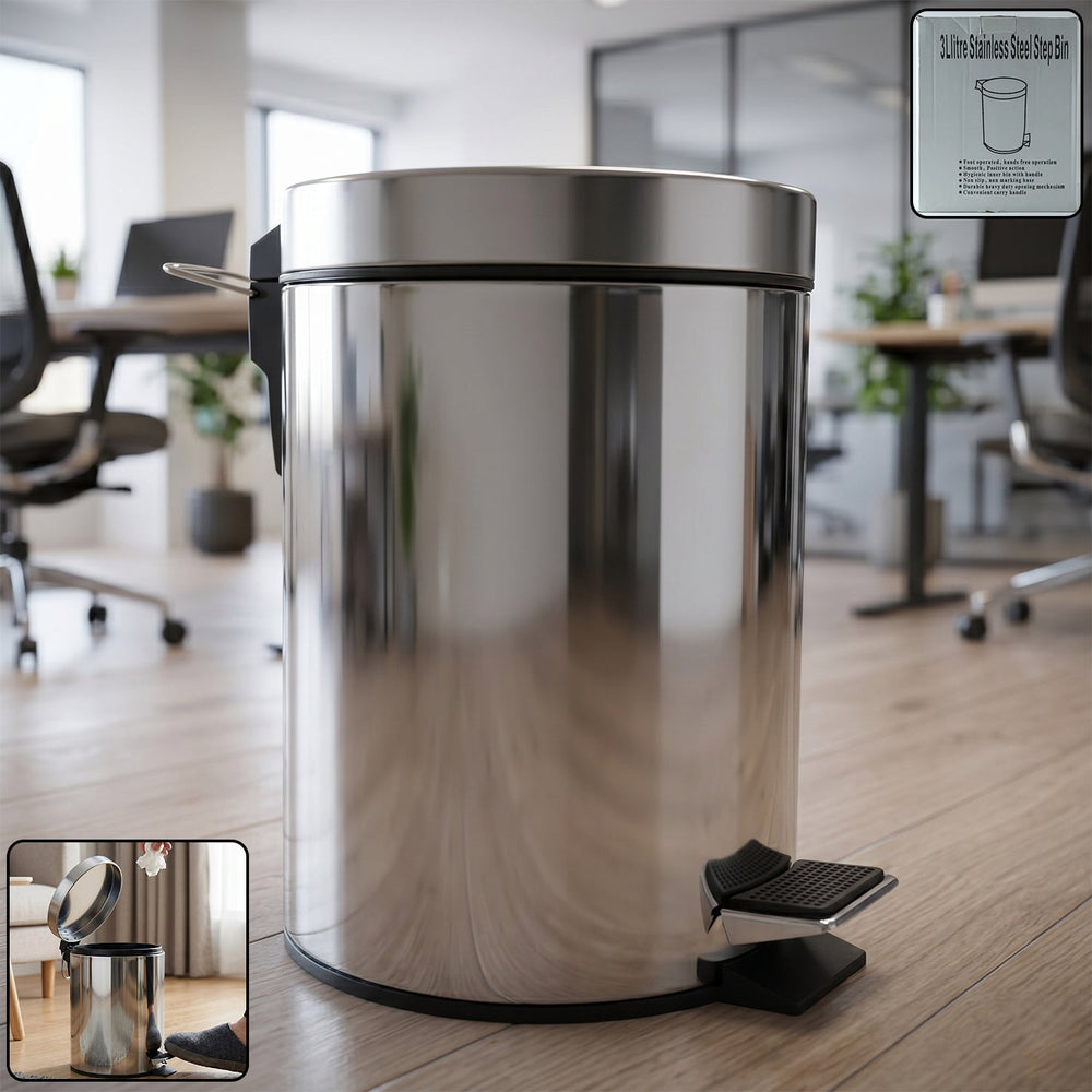 Stainless Steel Pedal Dustbin Ð Compact & Hygienic Waste Dis Home Organization