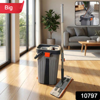 Flat Mop with Bucket Set – Big Size, Easy Press Wringer Your Brand