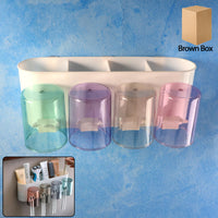 Wall Mounted Toothbrush Holder with Inverted Cups Kitchen Storage Organizer Solution