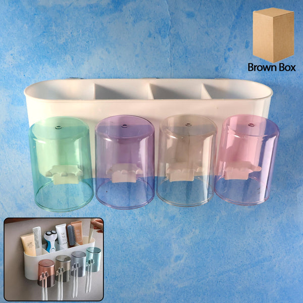 Wall Mounted Toothbrush Holder with Inverted Cups – Space Saving Organizer