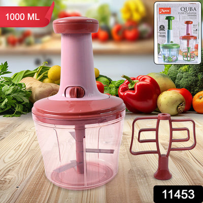 Apex Quba Push Chopper with Stainless Steel Blades (1000ml) Kitchen Storage Organizer