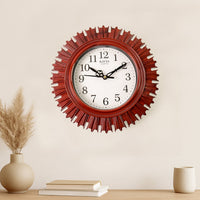 Wooden Look Wall Clock Home Organization Storage Solution