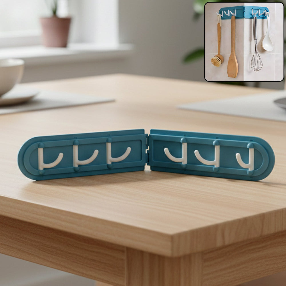 Foldable Rotating Wall-Mounted Hook Rack Kitchen Storage Organizer Solution