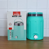 Insulated water jug being used outdoors showing portability and convenience