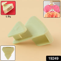 Set of plastic hanger connector hooks organizing multiple hangers in a closet