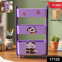 Mini Storage Trolley – 3-Tier Desk Organizer with Wheels for Kids and Office Your Brand