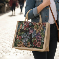 Front view of multipurpose floral print carry hand bag
