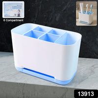 Toothbrush Holder Stand – 6-Compartment Plastic Caddy | BrushedUp Your Brand