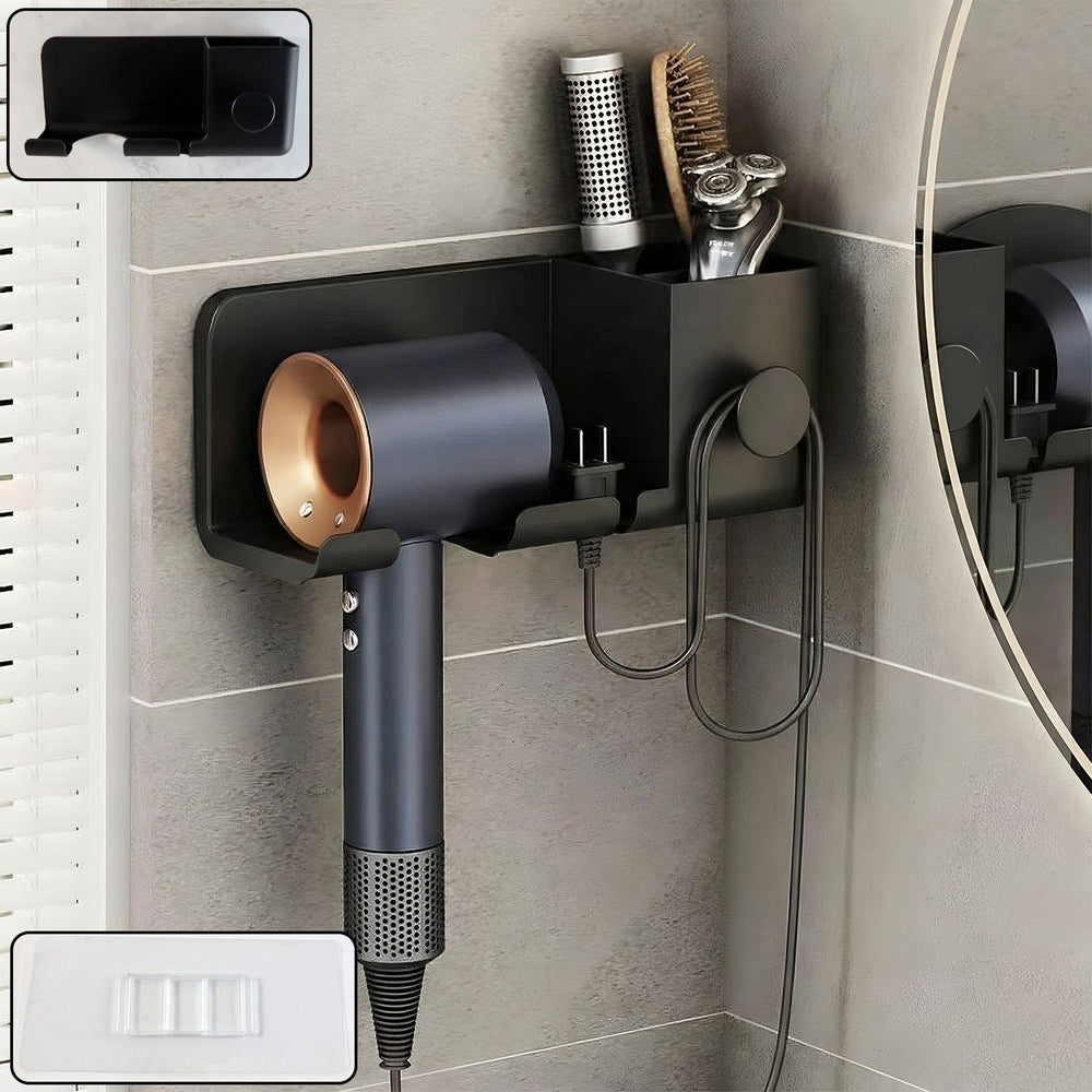 Wall Mounted Hair Dryer Holder Kitchen Storage Organizer Solution
