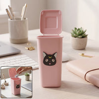 Mini Trash Can Pen Stand – Cute Desk Organizer with Lid Your Brand