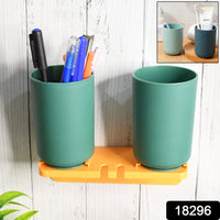 Wall Mount Toothbrush Holder – 2 Cups, Self-Adhesive | BrushedUp Your Brand