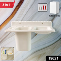 Wall Mounted Toothbrush Holder – 3in1 Multi-Compartment Organizer Your Brand