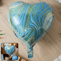 Blue Marble Heart Foil Balloon Ð Bright & Festive Party Deco Home