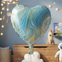 Blue heart foil balloon hanging for party decor