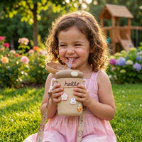 Kids Sipper Water Bottle 450 ml with Bouncing Straw and Carry Strap (1 Pc) Your Brand