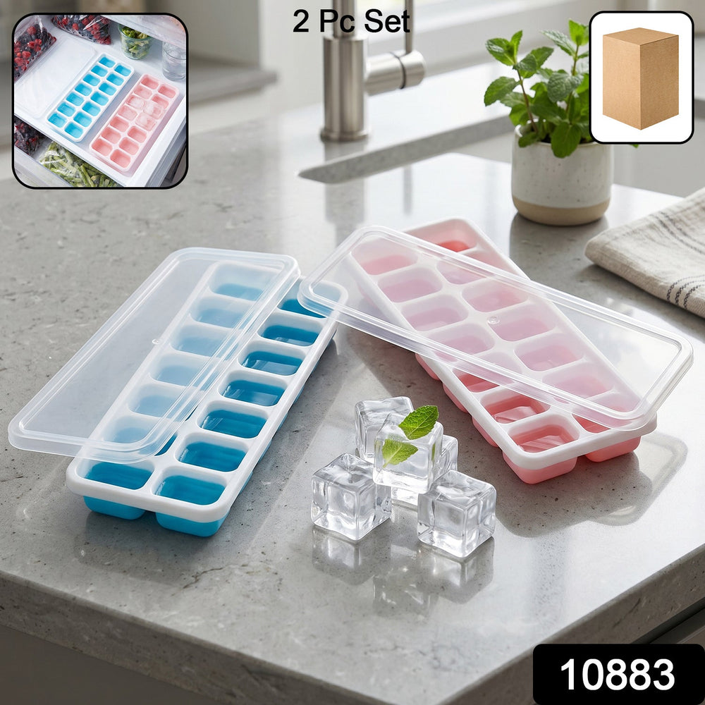 Plastic Ice Cube Tray with Lid Ð Hygienic & Easy Release, Pa