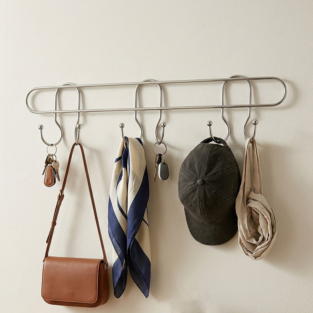 Wall Mounted Metal Hook Rack Kitchen Storage Organizer Solution