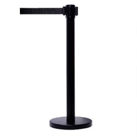 Black base barrier stand crowd control pole with retractable belt system