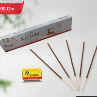 Close-up of unlit Agarbatti Mix Flavour incense sticks with matchsticks for easy lighting.