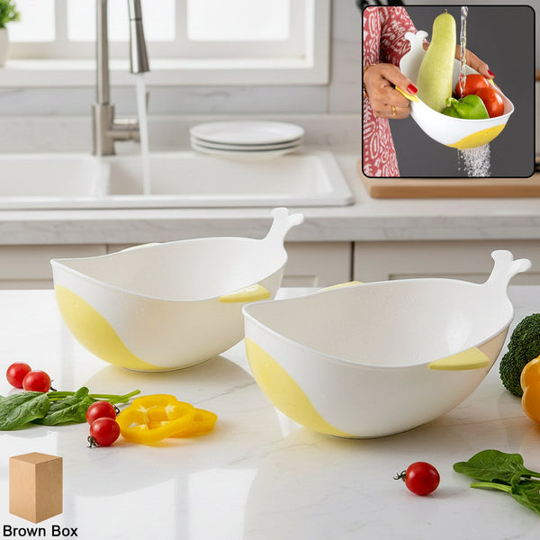 Rice Washing Bowl & Strainer 2 Pc Kitchen Storage Organizer Solution