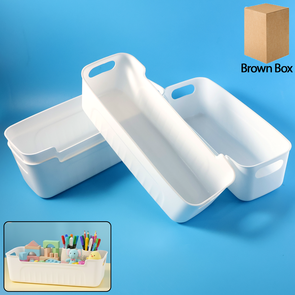 White Plastic Storage Basket Set Kitchen Storage Organizer Solution