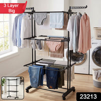 Expandable Garment Rack – 3 Layer Cloth Drying Stand with Wheels Your Brand