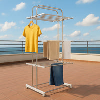 Stainless Steel Clothes Drying Stand – Foldable 3-Layer Rack with Wheels Your Brand