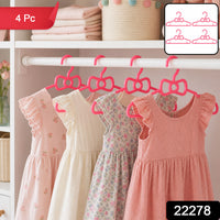 Kids Plastic Clothes Hangers Set of 4 Cute Bow Design Baby Wardrobe (4 Pc Set) Your Brand